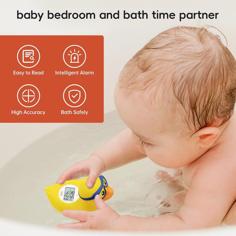 BH Baby Bath Thermometer and Room Thermometer - Upgraded Sensor, The Infant Tub Water Temperature Thermometer Floating Toy Safety Products (Diving-Goggles Duck) - Image 3